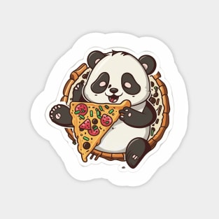 Cute Cartoon Panda Eating Pizza Funny Kawaii Magnet