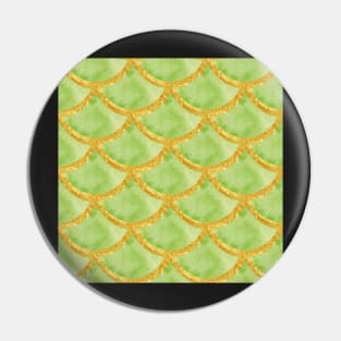 Mermaid Pattern Gold Green Pin