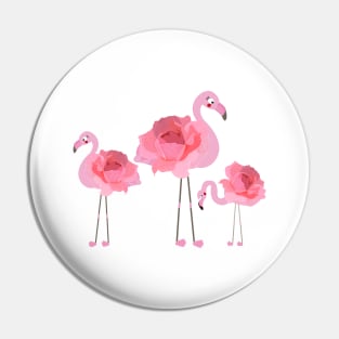 Flamingo with pink hand drawn roses Pin