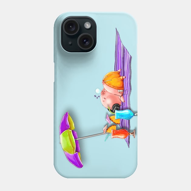 Pig on a Beach Blanket Phone Case by TNMGRAPHICS