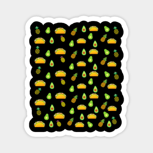 Tacos and pineapple face mask, Avocado face mask, Pineapple face mask, Tacos face mask. Magnet