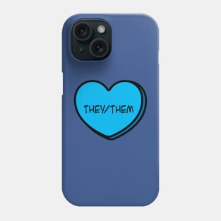 Pronoun They/Them Conversation Heart in Blue Phone Case