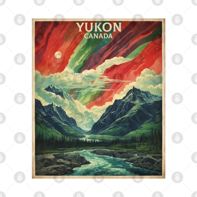 Yukon Canada Starry Night Vintage Travel Poster Tourism by TravelersGems