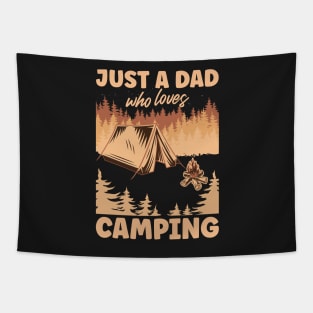 Copy of Just A Dad Who Loves Camping | Funny Brown Text Tapestry