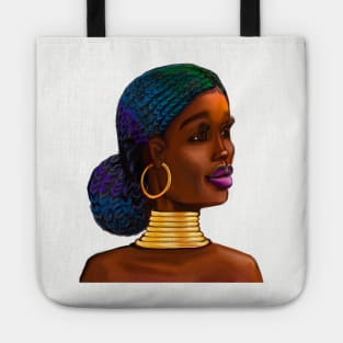 Black is beautiful Afro queen. The best Gifts for black women 2022- Mahagony brown skin girl with ombre braided, black African woman Tote