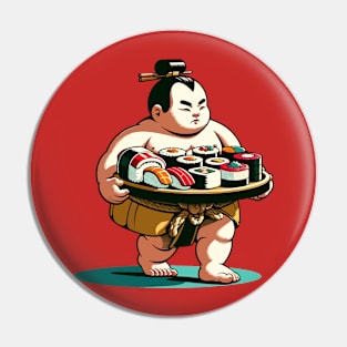 Sumo carrying sushi Pin