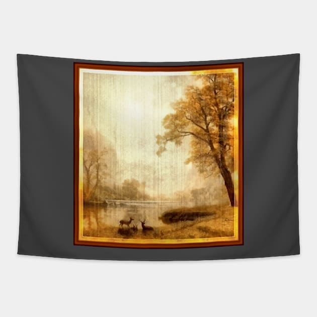 Deer in the Field Tapestry by designbymario