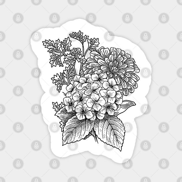 Wildflower Bouquet Line Art Minimalist Wildflower Magnet Teepublic,Chibi Kawaii Sleeping Cat Kawaii Cute Drawings