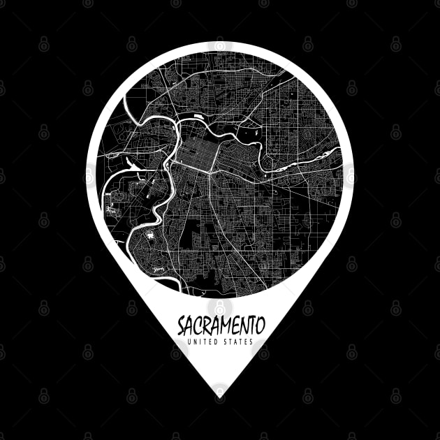 Sacramento, USA City Map - Travel Pin by deMAP Studio