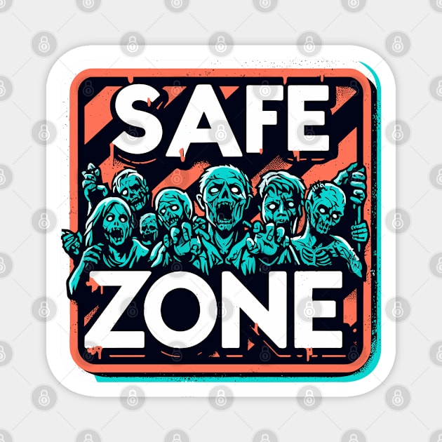 Zombie apocalypse Safe zone Retro Magnet by TomFrontierArt