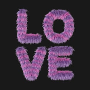 Purple 3d Valentines Fur Textured Love Letters T-shirt T-Shirt