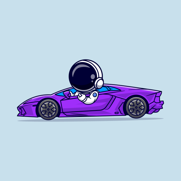 Cute Astronaut Driving Supercar Cartoon by Catalyst Labs