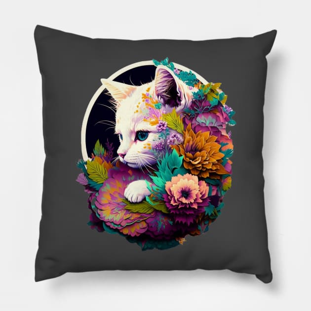 Use KITTEN FROM FLOWERS To Make Someone Fall In Love With You Pillow by HappysSpace