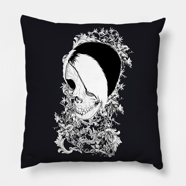 Emo Punk vintage Skull with Ornaments Pillow by Foxxy Merch