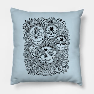 Skulls Family Floral Nature Doodle Pillow