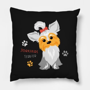 silver blue and pale cream Yorkshire terrier Pillow