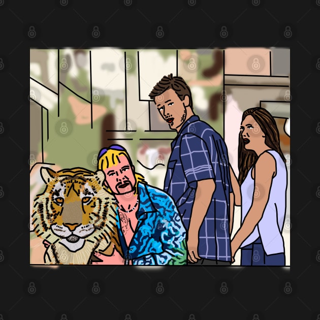 Man and Tiger in Distracted Boyfriend Memes by ellenhenryart