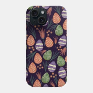 Easter Eggs Dark Watercolor Floral Pattern Phone Case