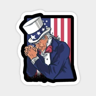 UNCLE SAM PRAYING Magnet