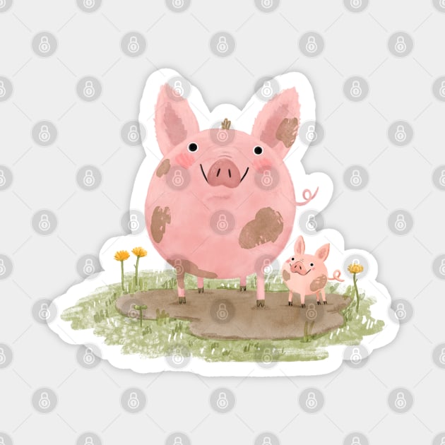 Piggies in a Mud Puddle Magnet by Sophie Corrigan
