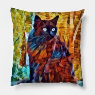 A blue-eyed cat sitting in the rain. Pillow