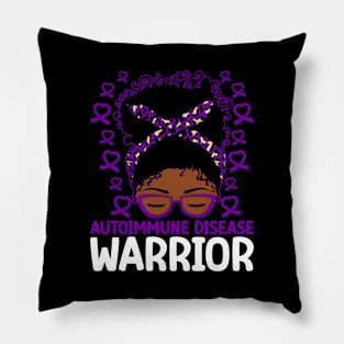 Afro Messy Bun Autoimmune Disease Warrior Pillow