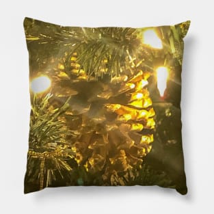 Sparkling Lights Illuminating the Christmas Tree Pillow