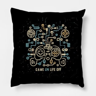 Game On, life Off digital theme Gaming Pillow