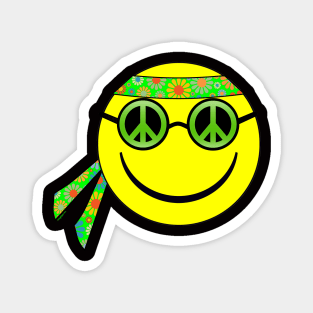 Smiley - Hippie - Peace Sign Sunglasses/Flower Headband Magnet