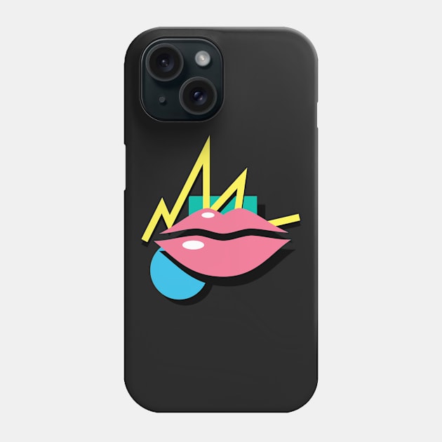 Retro 90s Aesthetic Vaporwave Lips Phone Case by MeatMan