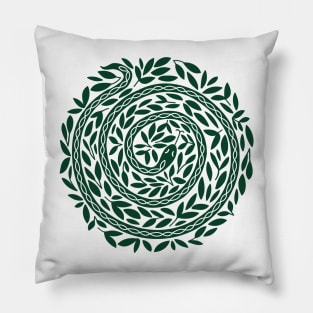 Spiral Snake dark green Pillow