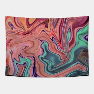 Liquid Marble, Swirling Pink and Teal Tapestry