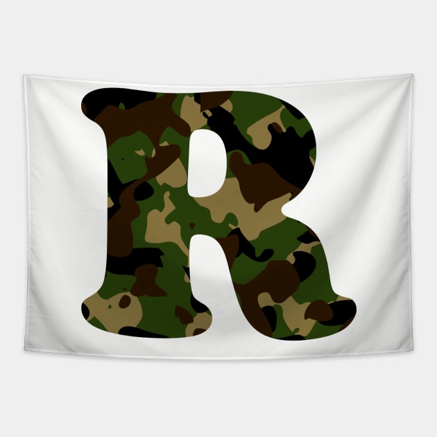 Camouflage Letter R Tapestry by Ericokore