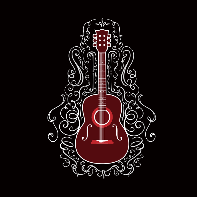 Acoustic Guitar With Scroll Design by LittleBunnySunshine