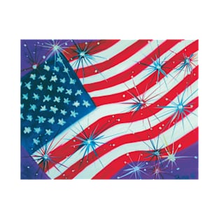 American Flag with fireworks T-Shirt