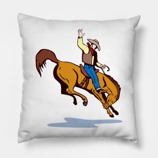 Bronc Riding Competition Retro Pillow