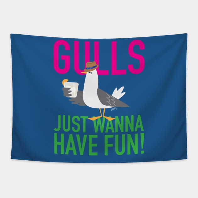 Gulls Just Wanna Have Fun Tapestry by CKline