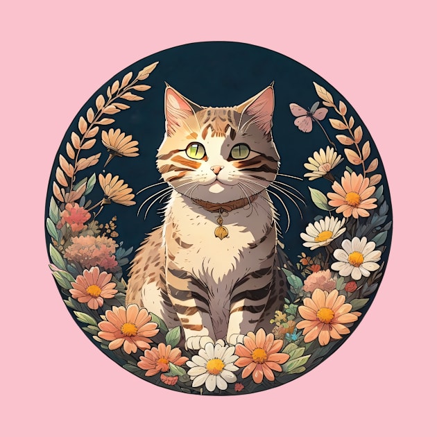 Tabby Cat Night Garden by Pet And Petal