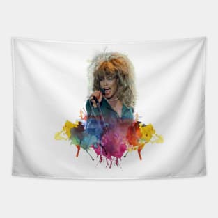 TINA TURNER WITH SPLASH COLOR ART PAINTING Tapestry