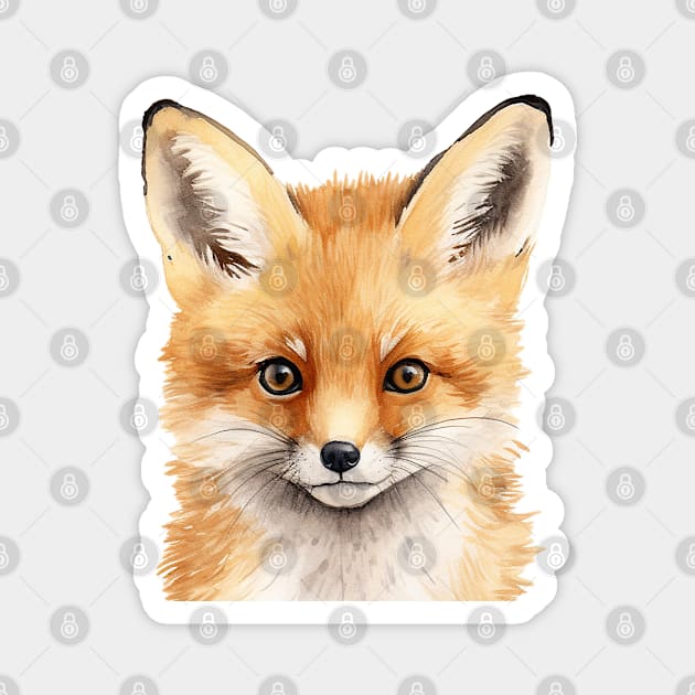 portrait of a cute fox watercolor Magnet by Arabic calligraphy Gift 