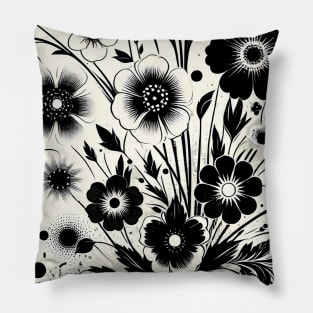 Black and White Floral Pillow