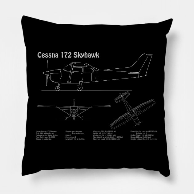 Cessna 172 Skyhawk - PDpng Pillow by SPJE Illustration Photography