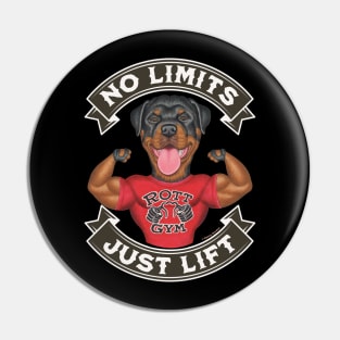 Cute Funny Rottweiler Flexing Muscles Pin