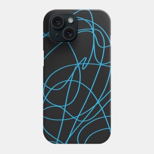 Expressive Blue Line Art on Black Phone Case