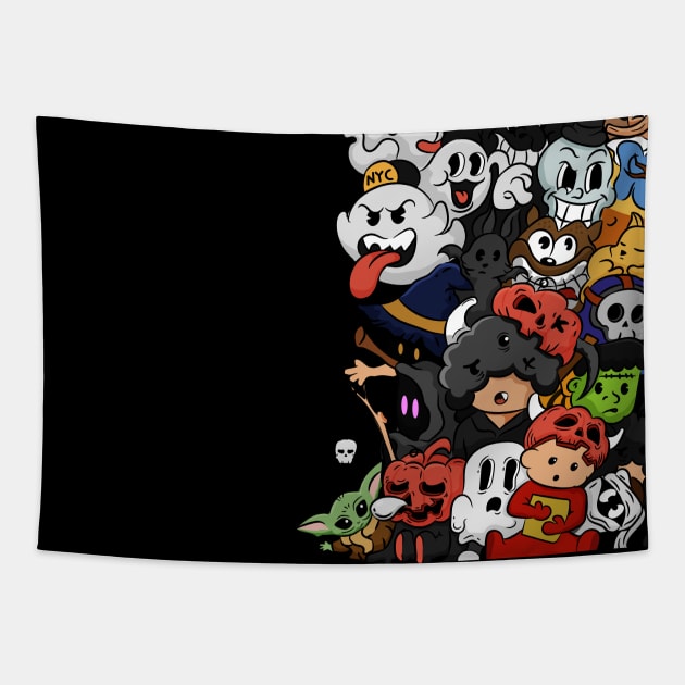 Fukinandfriend doodle art Concept Halloween Tapestry by Giraroad