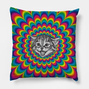 Psychedelic Smiley Cat Pillow