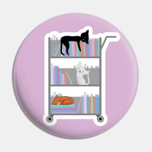 Cats on Library Cart Pin