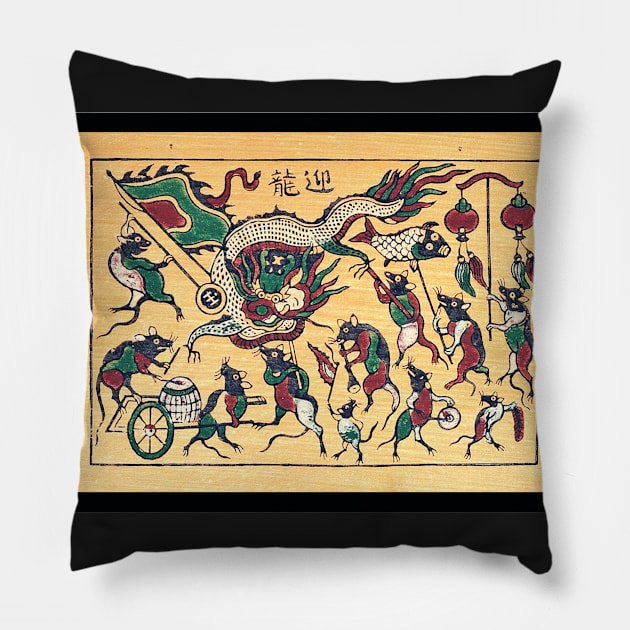 Rat lantern parade - Vietnam folk art Pillow by SkyisBright