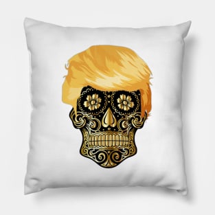 Trump Golden Sugar Skull Pillow