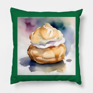 National Cream Puff Day- January 2 - Watercolor Pillow